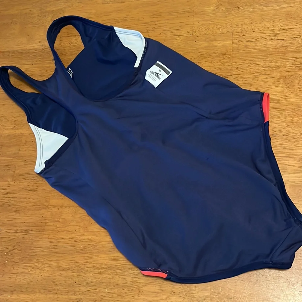 Speedo Infinity Splice One Piece Swimsuit Girls XL Red Blue White Racerback